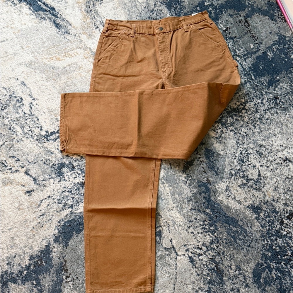 Carhartt Men’s Tan Washed Duck Work Pants 36x34 - Picture 5 of 9